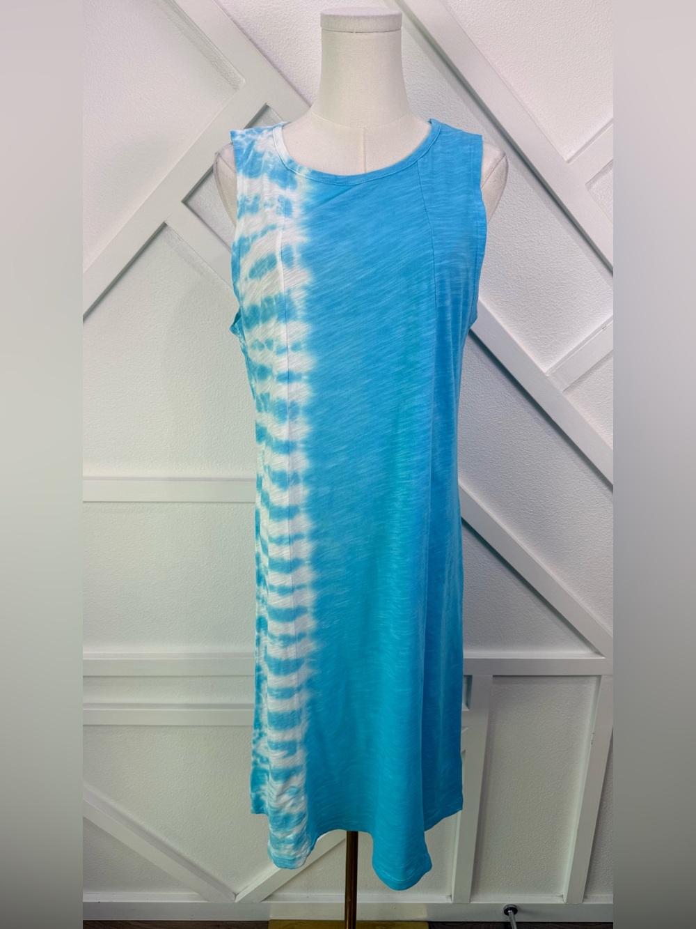 NWT Fresh Produce Marissa Dress Blue White Tie Dye Cotton Midi Made USA Size Med